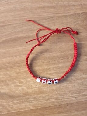 I Love NyRed Braided Red Bracelet with Letter Beads